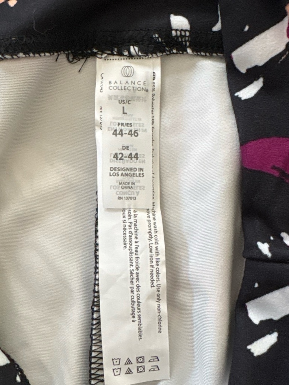 Balance Collection Black Leggings with White, Plum and Peach Accents - Picture 4 of 5